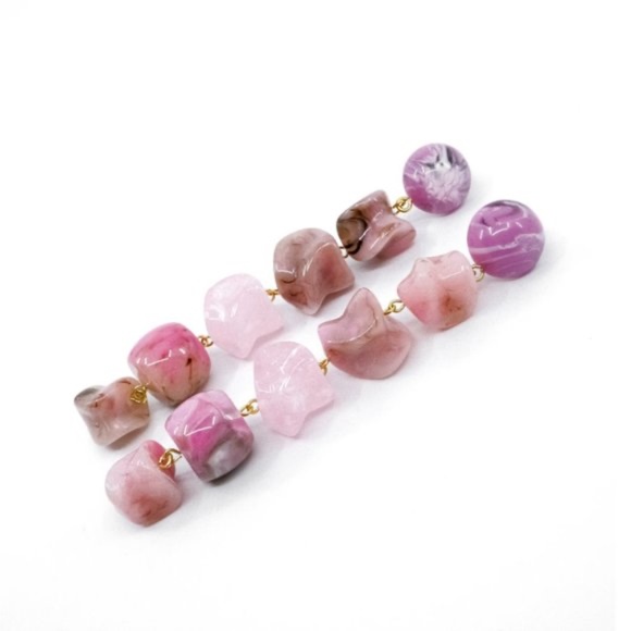 Cult Gaia Acrylic Stones Pink Multi Leo Earings for pierced ears - Picture 8 of 9